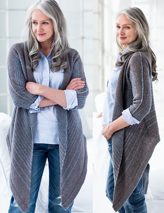 Кардиган вязаный в тонкую полоску